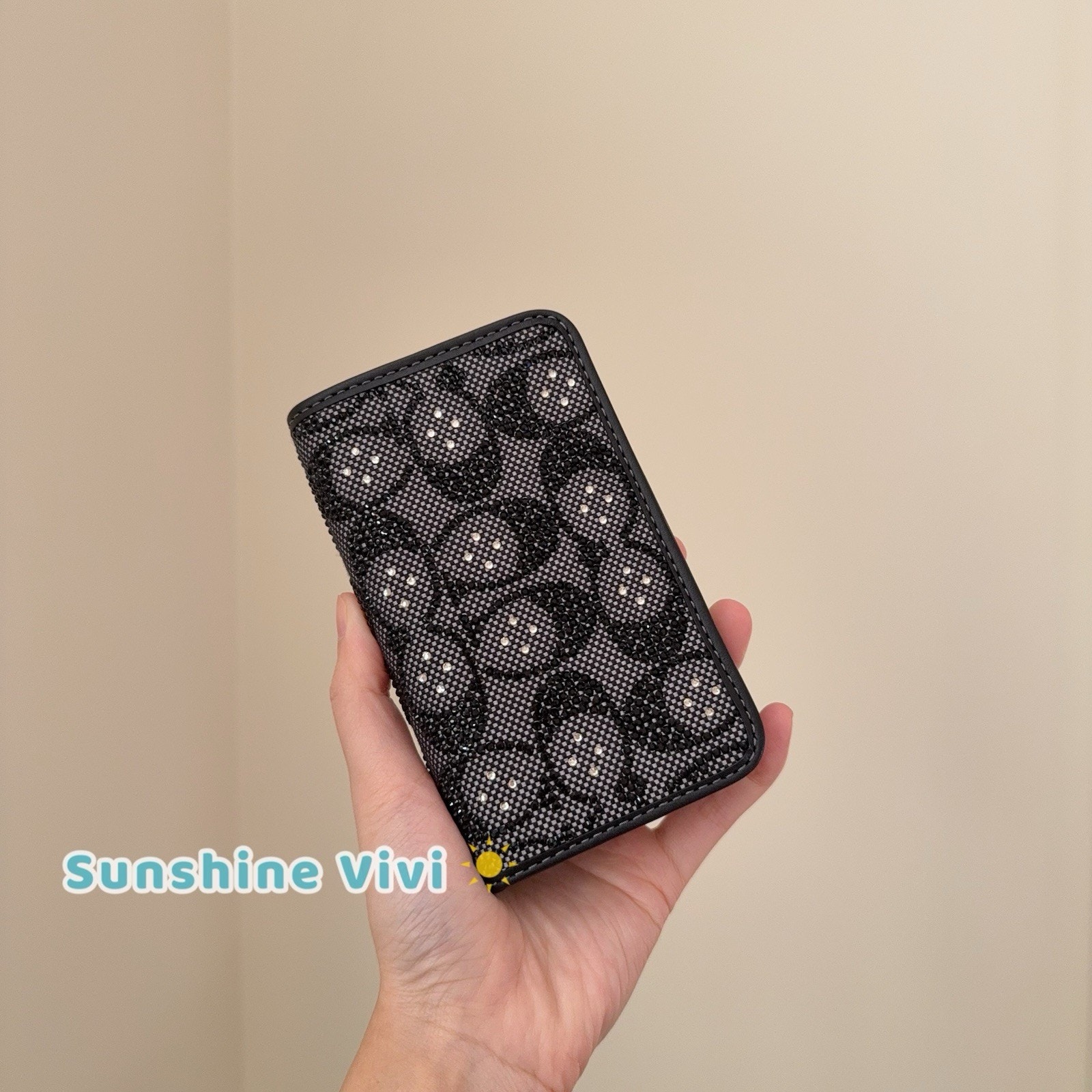 Nwt Coach Essential Slim Card Case In Crystal Signature Jacquard Ccd16 Black